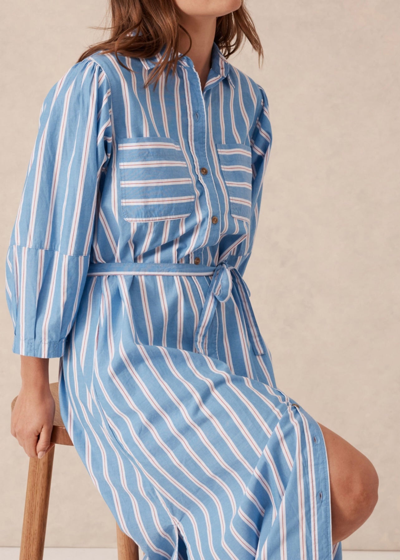 Midi Shirt Dress ~ Blue Stripe