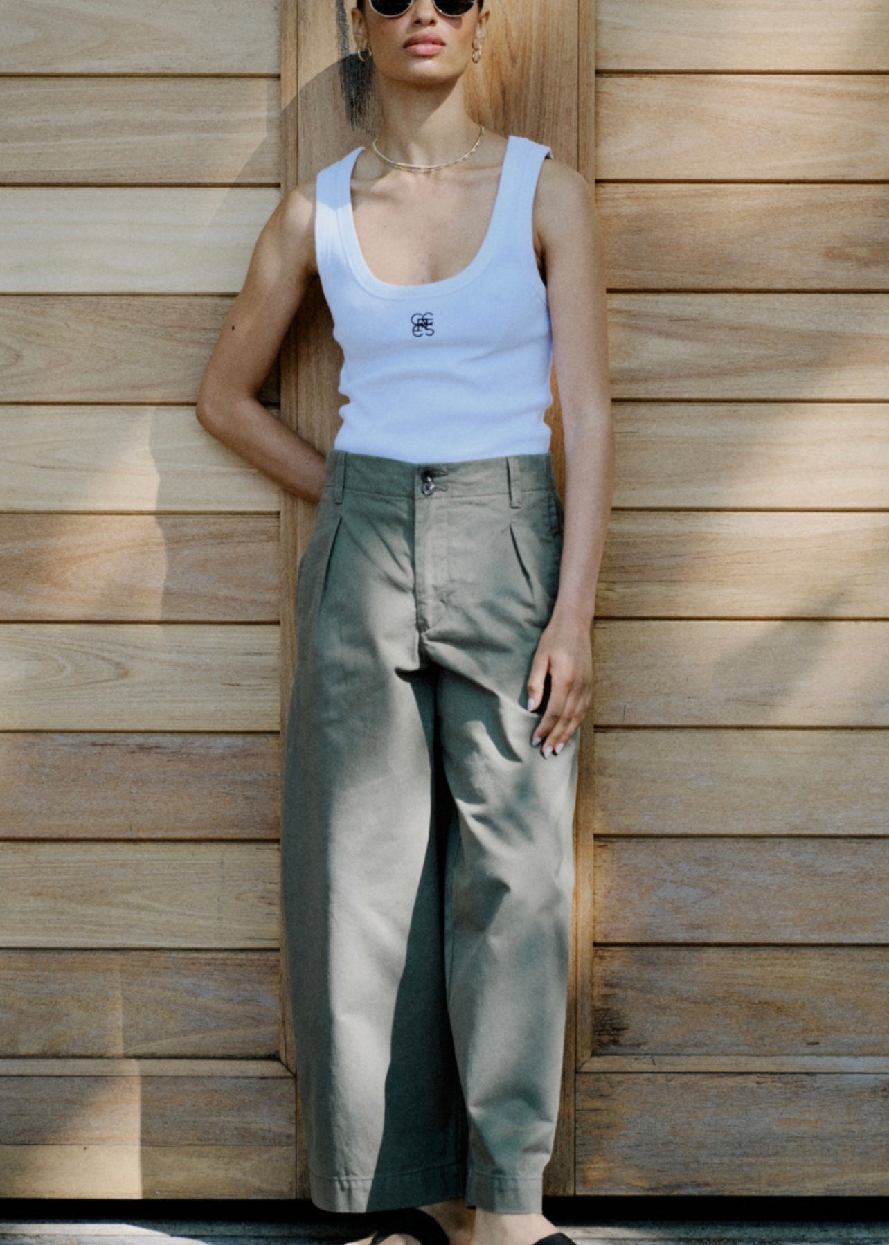 Pleat Twill Pant ~ Soft Olive