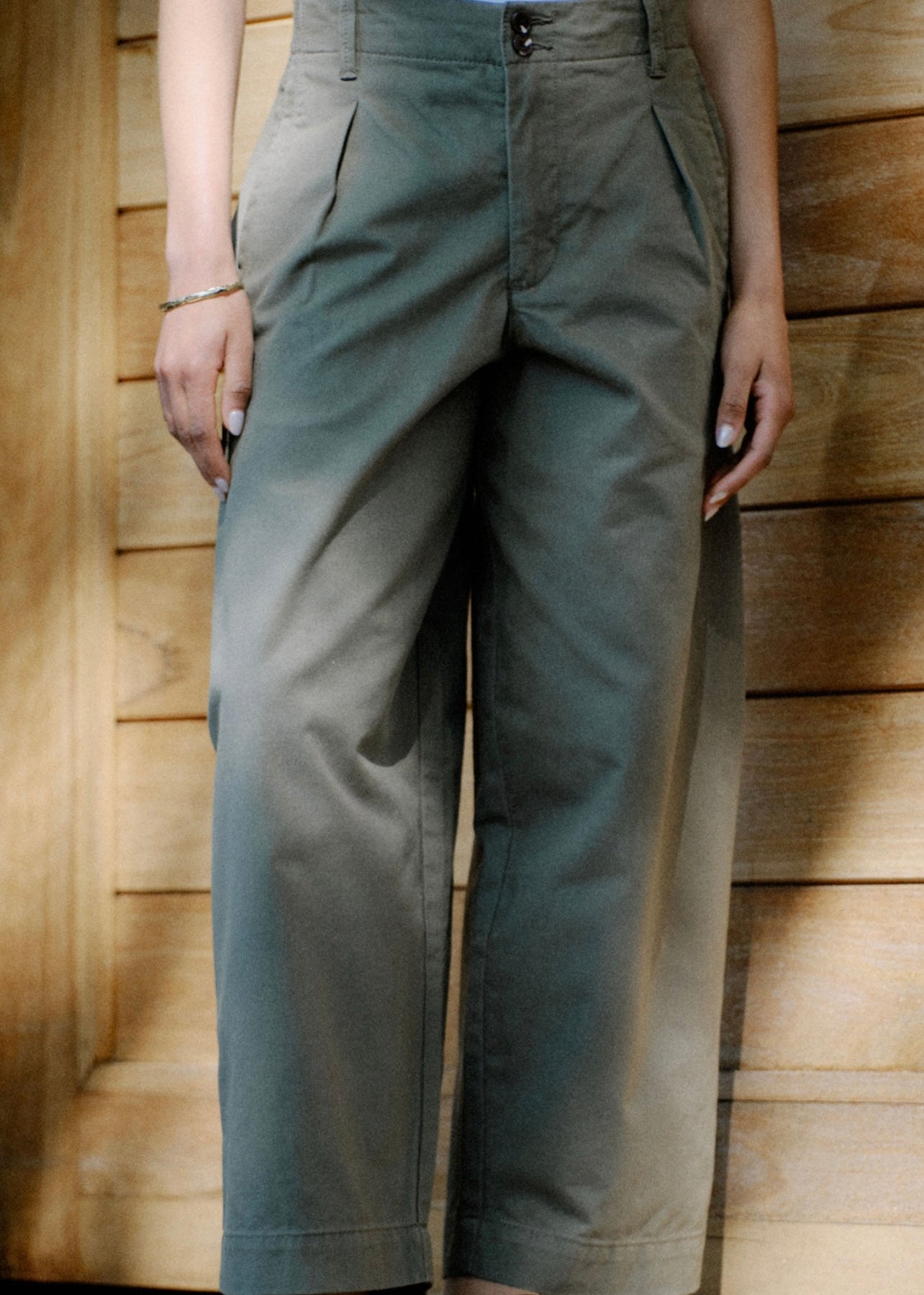 Pleat Twill Pant ~ Soft Olive