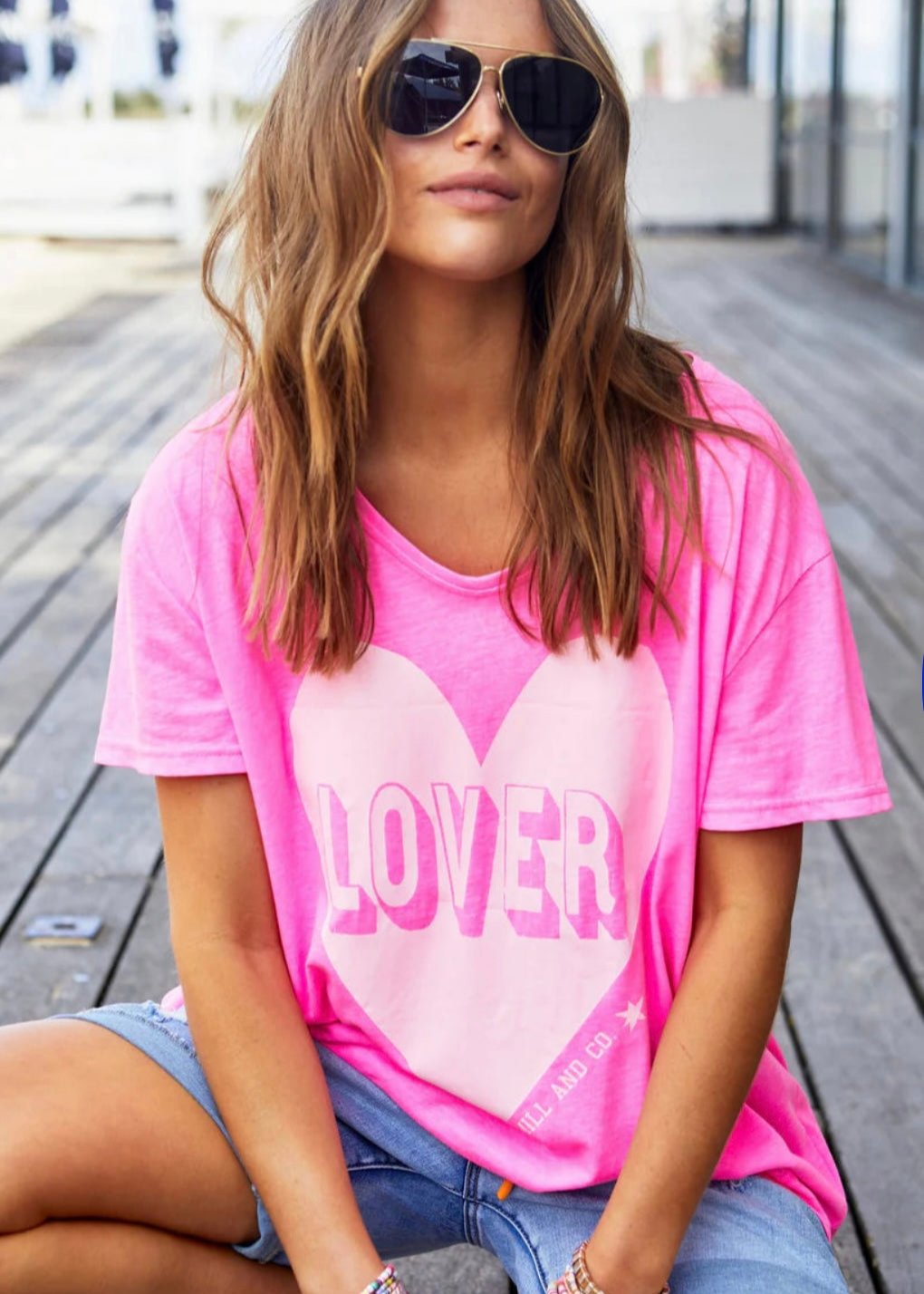 Vintage Wash Lover Heart Tee ~ Hot Pink