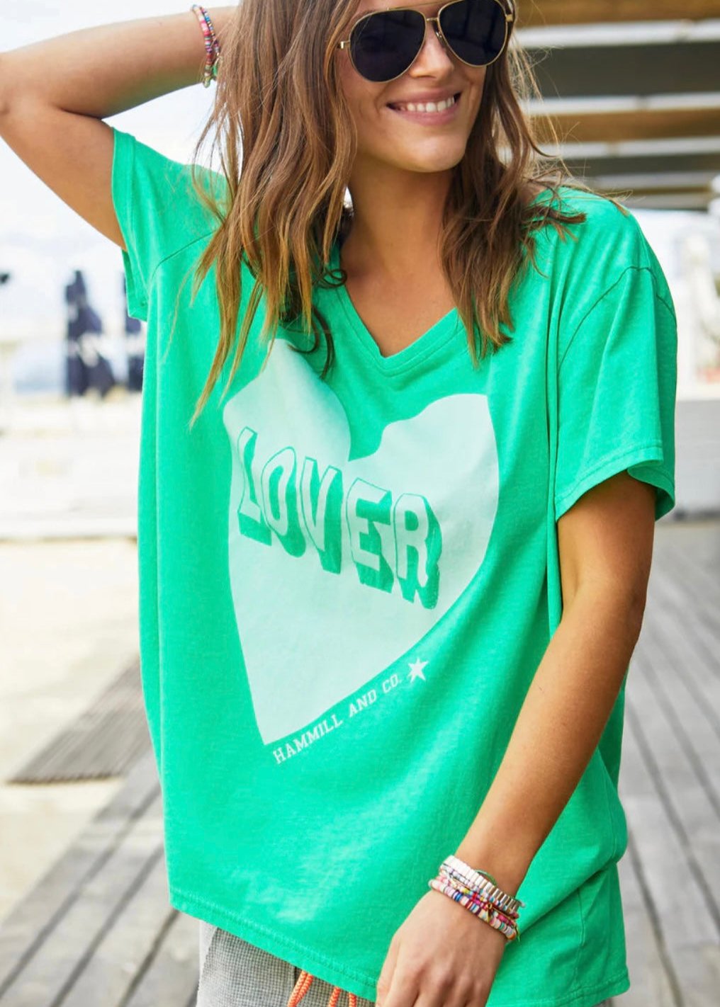 Vintage Wash Lover Heart Tee ~ Green