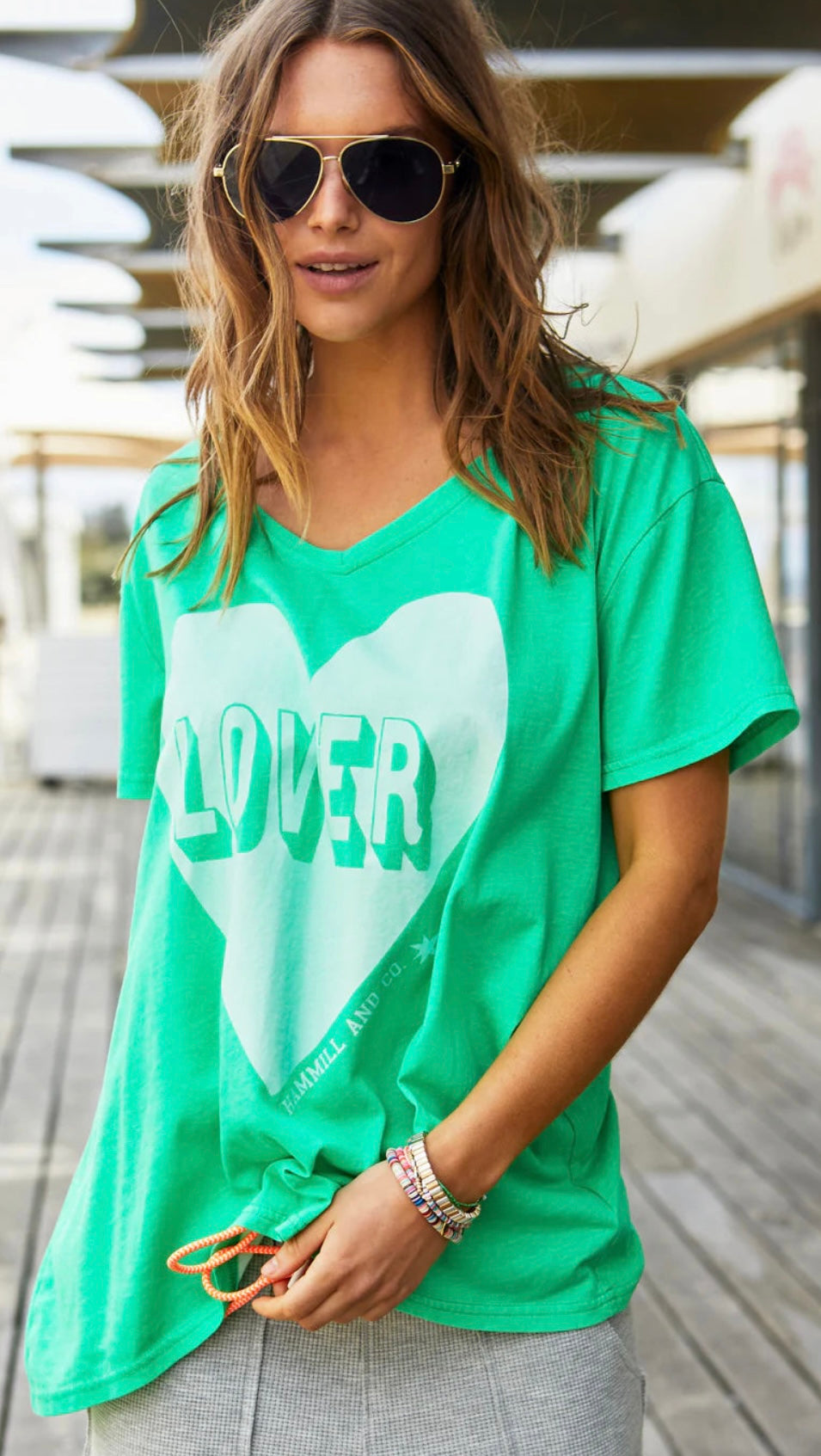 Vintage Wash Lover Heart Tee ~ Green