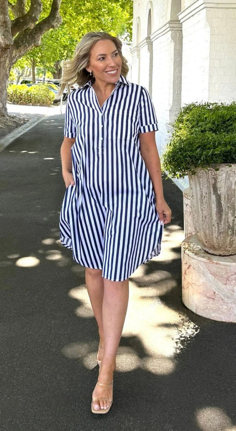 Karina Dress ~ Navy Stripe