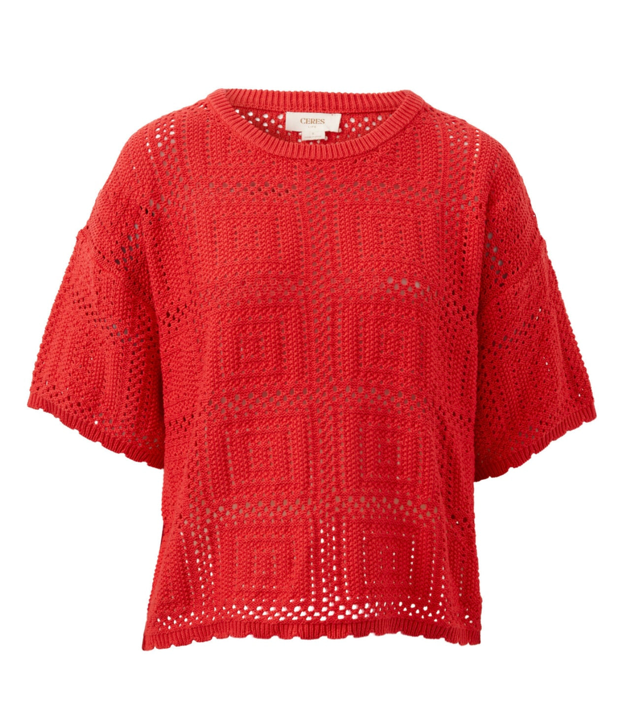 Square Knit Boxy Tee ~ Heritage Red