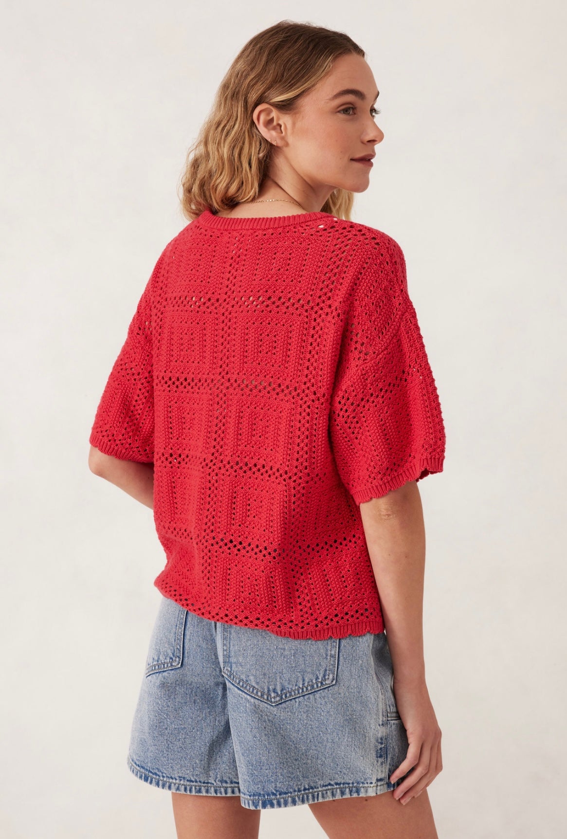 Square Knit Boxy Tee ~ Heritage Red