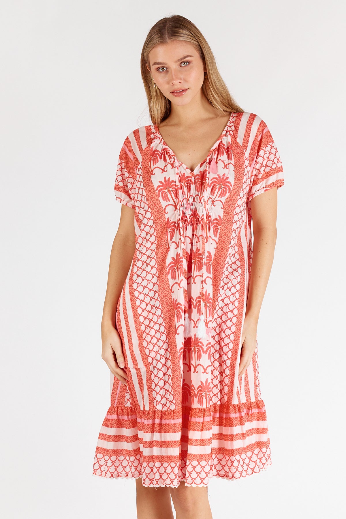 Blakely shirred Dress ~ Melon