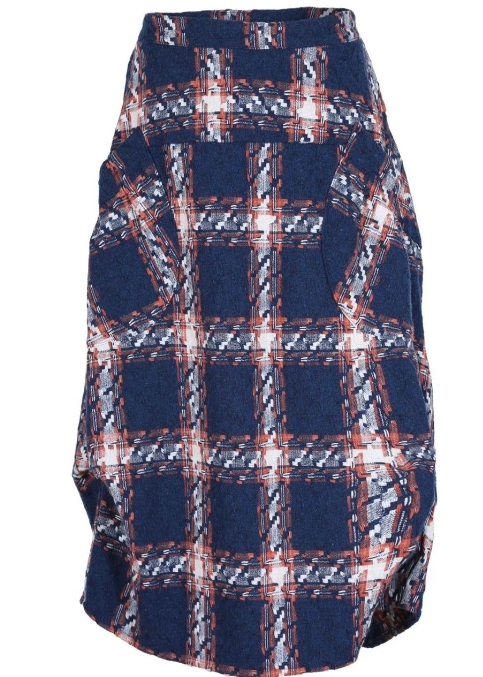 Milwaukee Wool Check Skirt ~ Navy