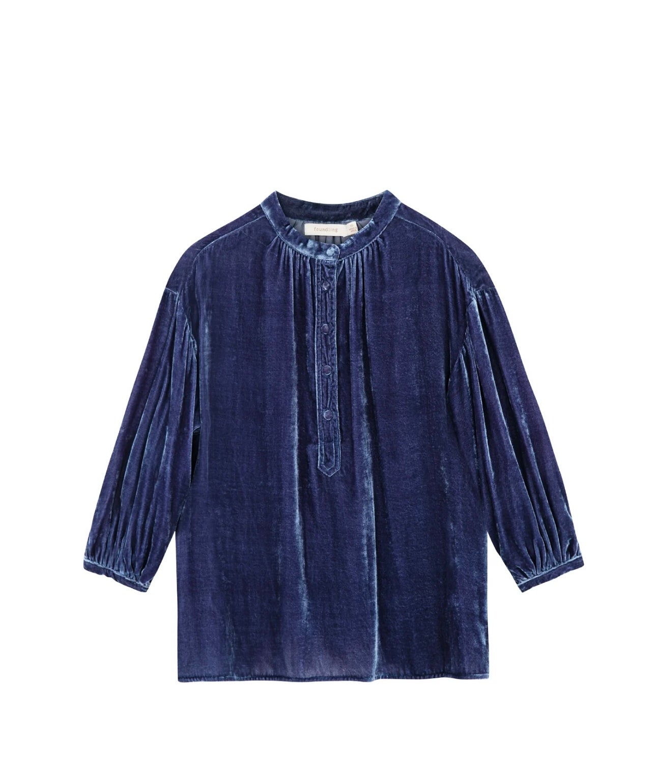 Silk Road Button Blouse ~ Bleu