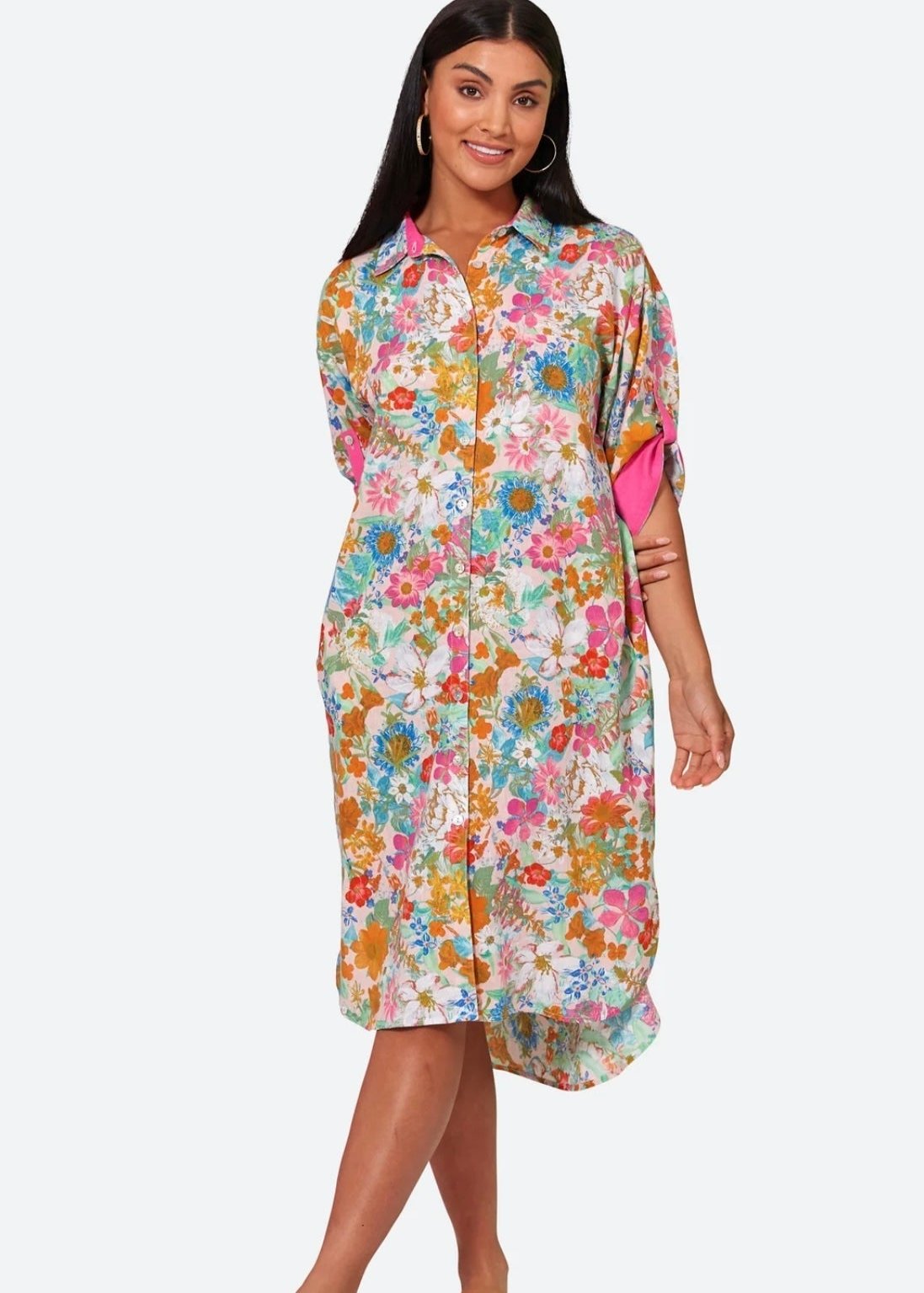 Verve Shirt Dress Pink Flourish