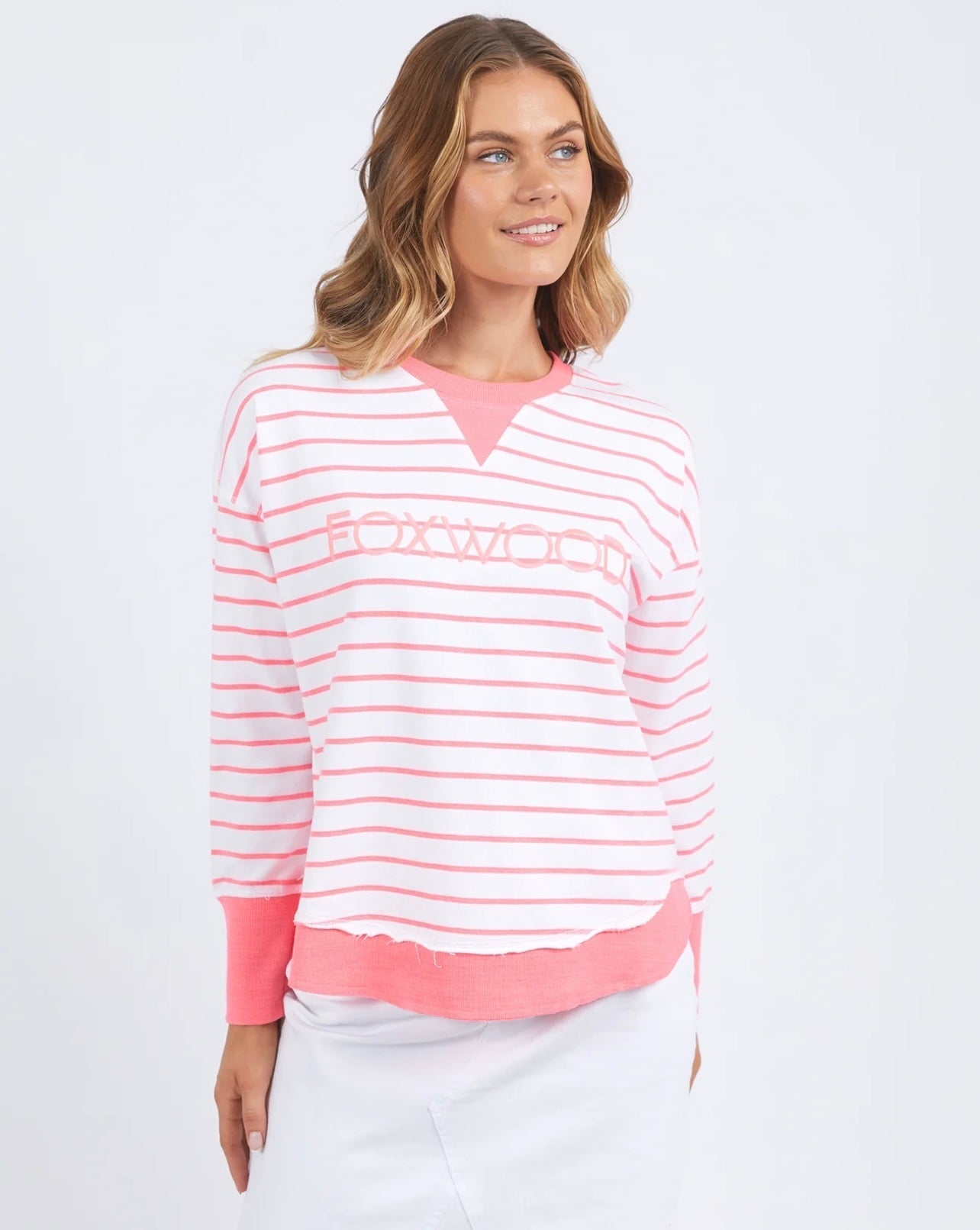 Simplified Stripe Crew ~ Neon Pink