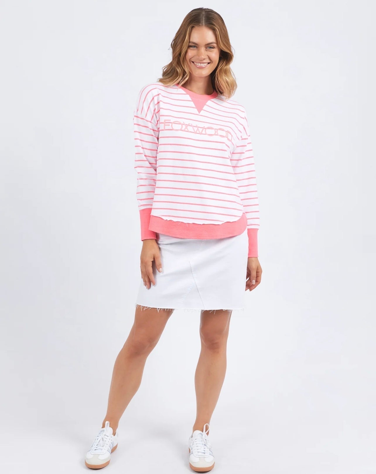 Simplified Stripe Crew ~ Neon Pink