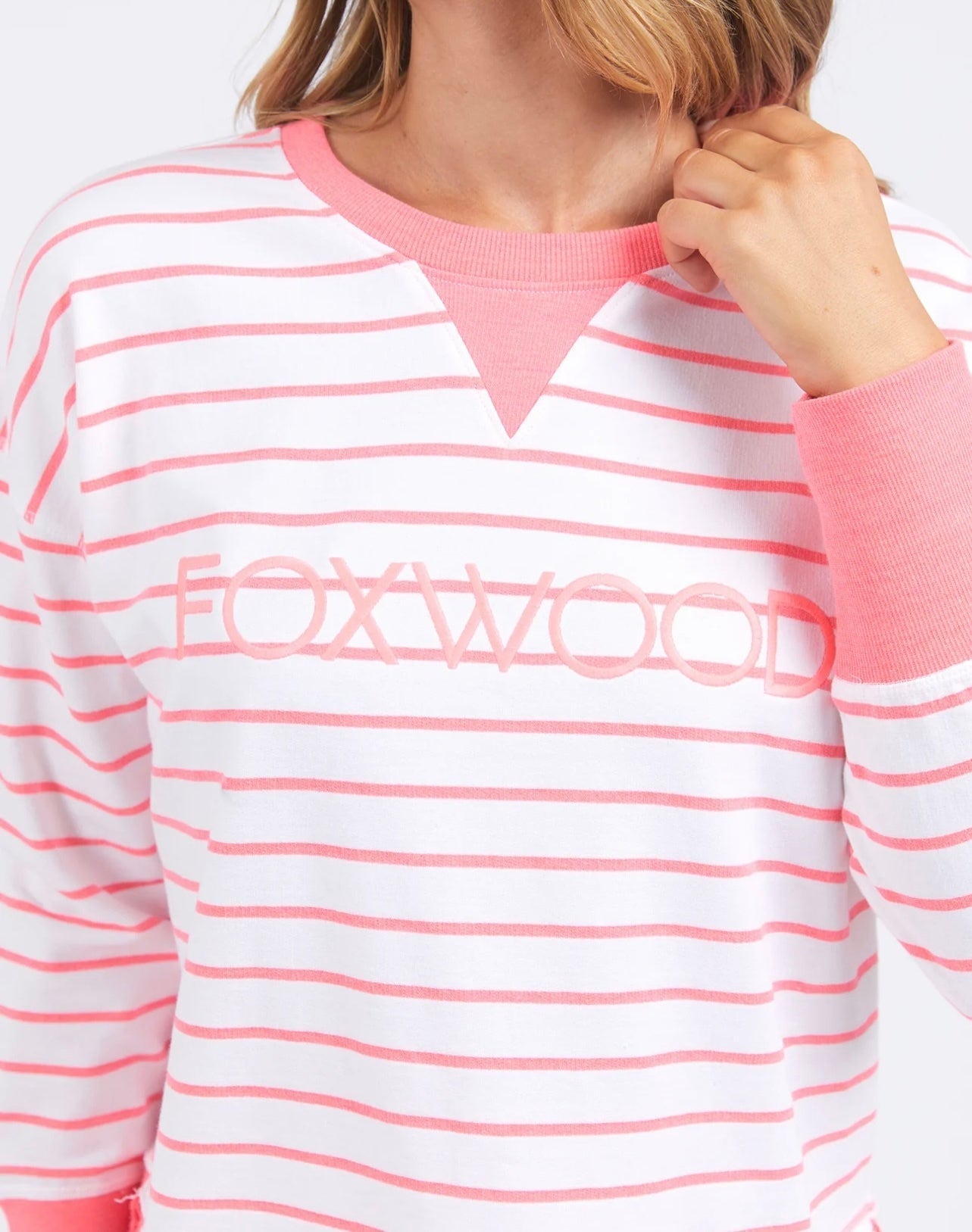 Simplified Stripe Crew ~ Neon Pink