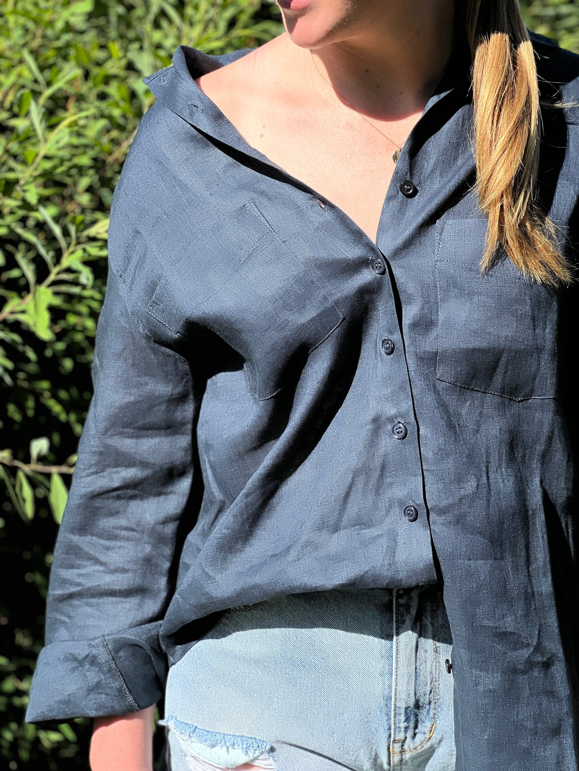 Boyfriend Linen Shirt ~ French Navy