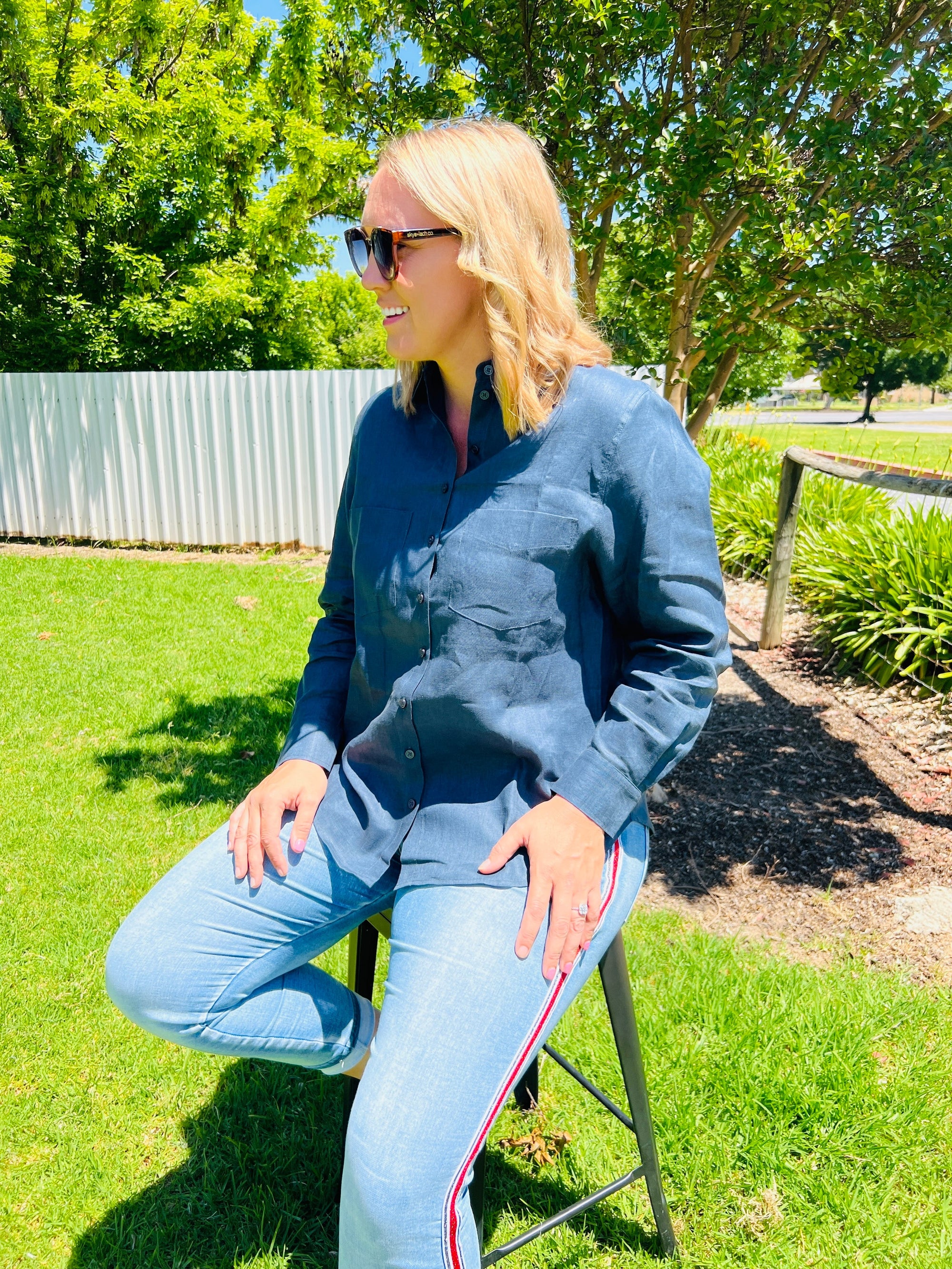 Boyfriend Linen Shirt ~ French Navy