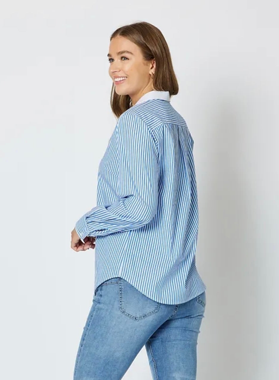 Boston Stripe Shirt ~ Cornflower