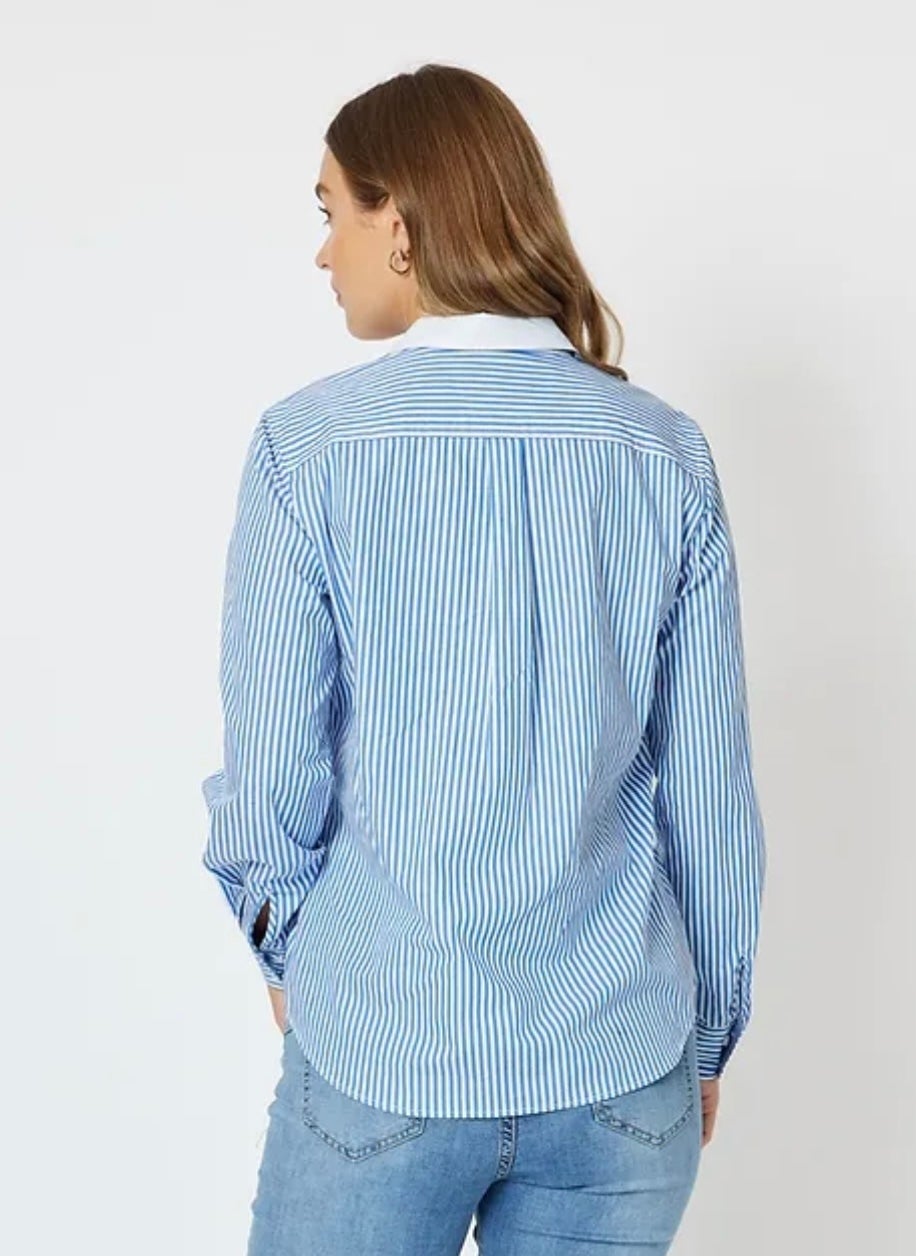 Boston Stripe Shirt ~ Cornflower